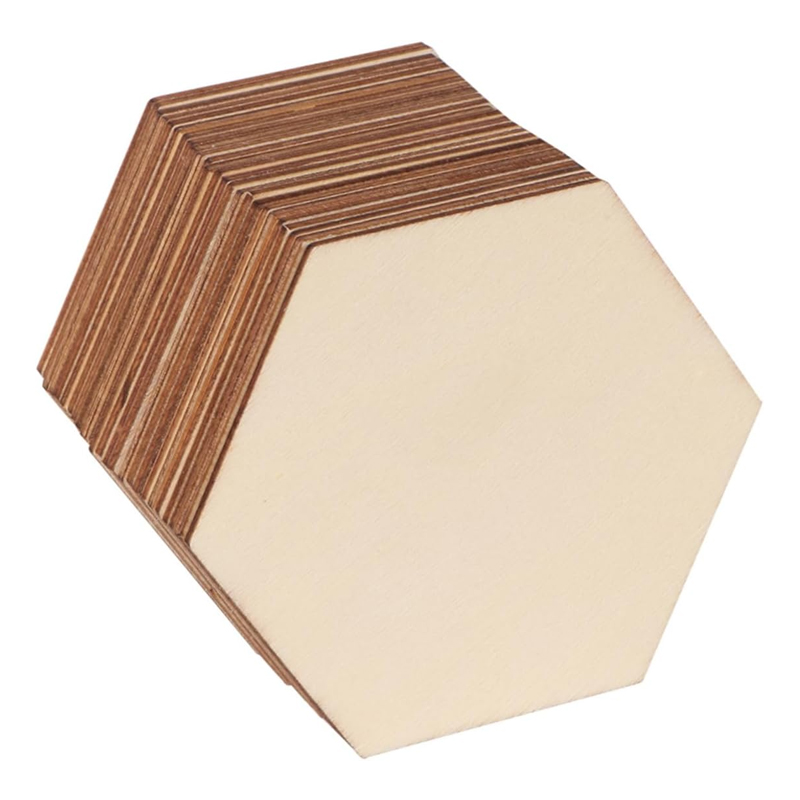 Craft Embellishment - 20 pezzi esagonali in legno bianco