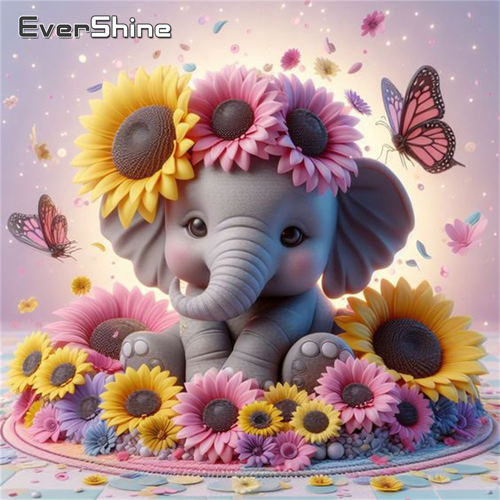 Embroidery Embellishments - Evershine Elefante Pittura Diamante Animale Kit