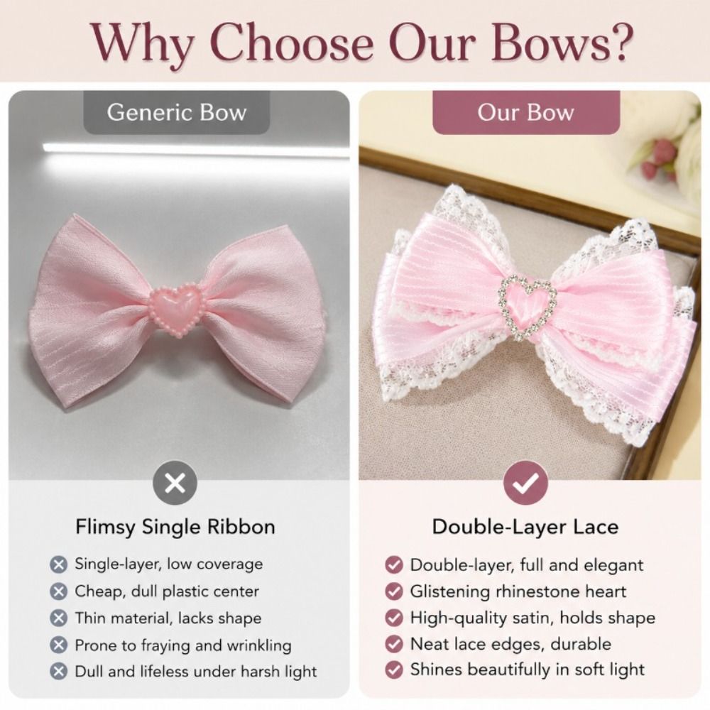 1 paio di fermagli per capelli - Lace Ribbon Trim recensione e prezzo